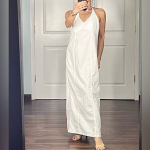 Hennes vintage linen cotton blend halter maxi dress size 8
